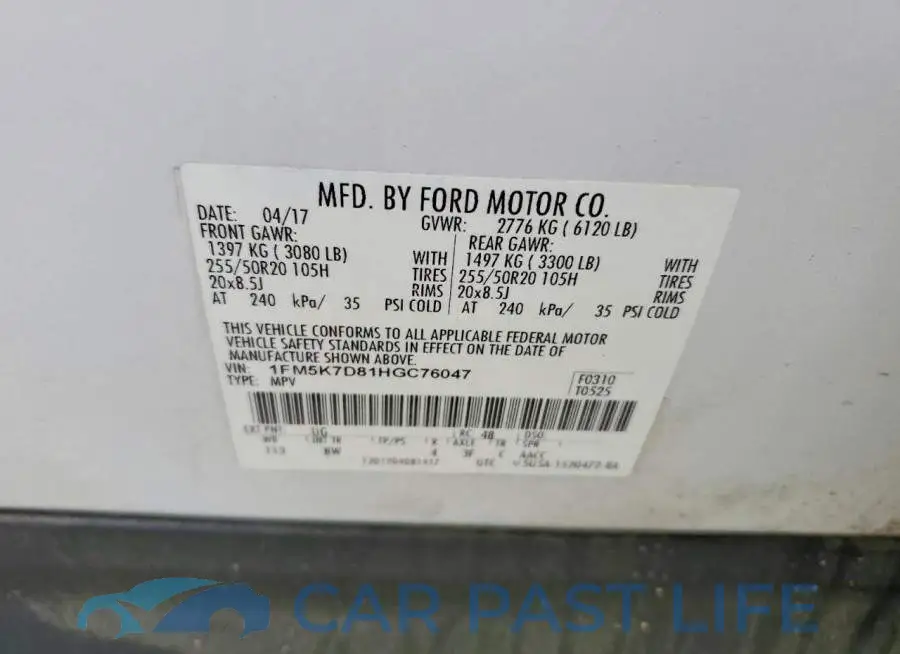 1FM5K7D81HGC76047# 13