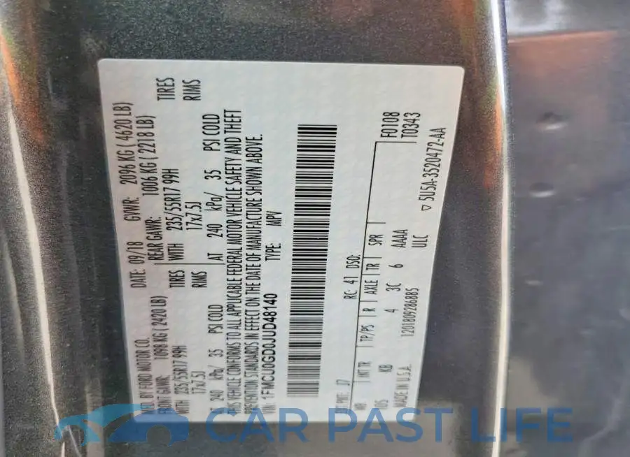 1FMCU0GD0JUD48140# 13