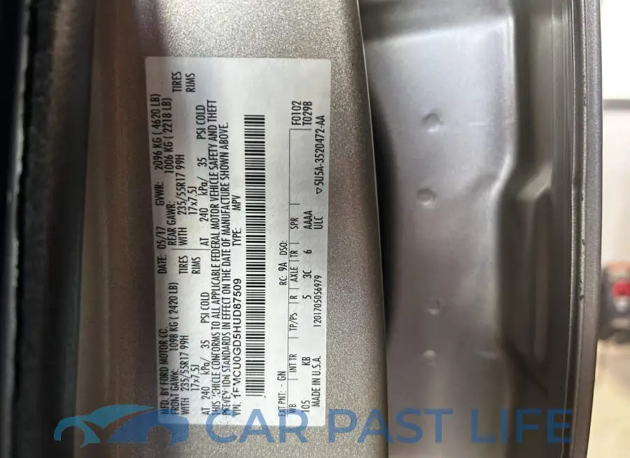 1FMCU0GD5HUD87509# 10