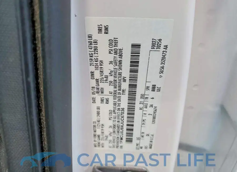 1FMCU0J9XJUC67036# 13
