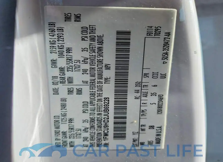 1FMCU9HD2JUB69228# 12