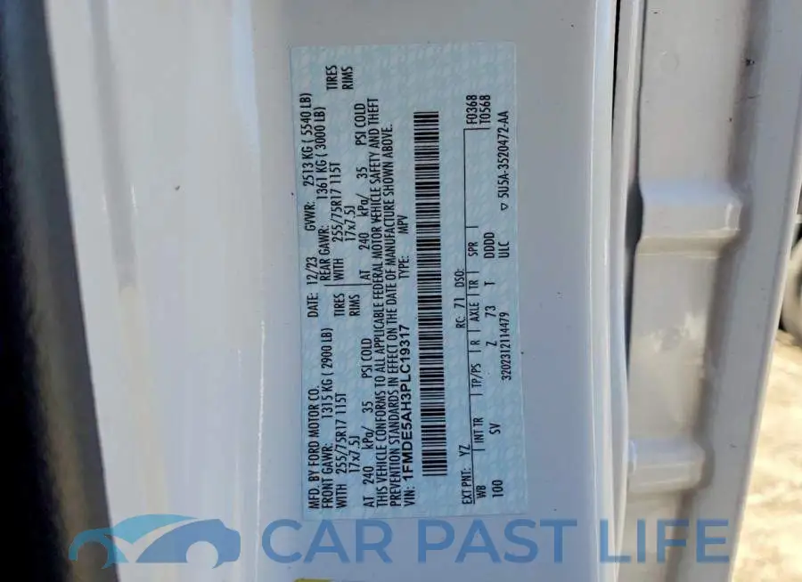 1FMDE5AH3PLC19317# 12