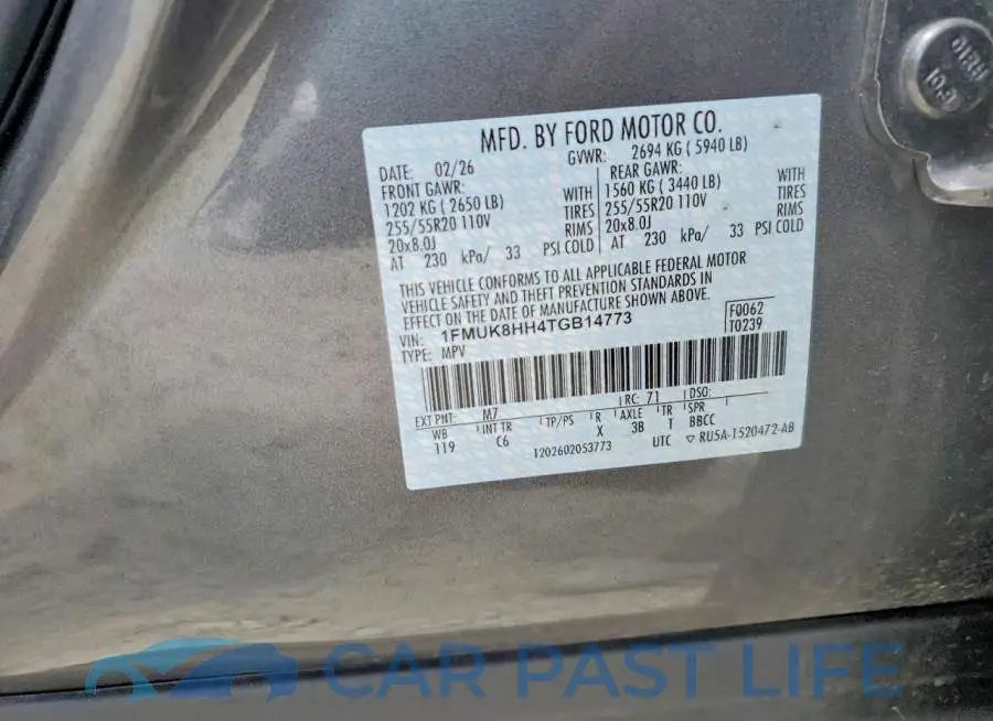 1FMUK8HH4TGB14773# 13