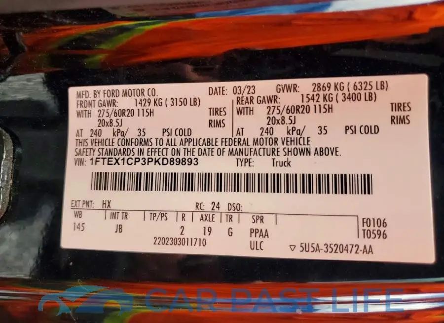 1FTEX1CP3PKD89893# 13