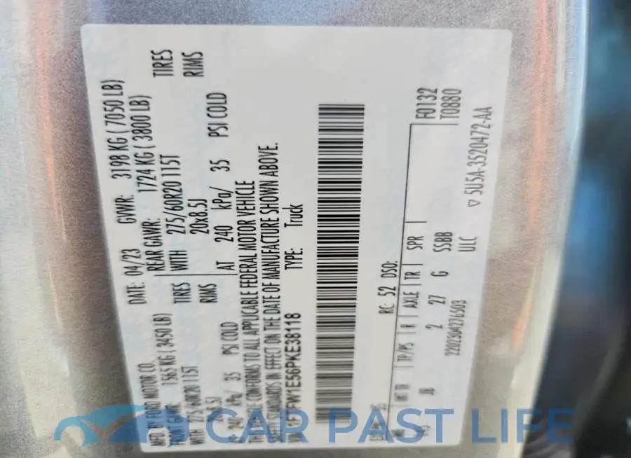 1FTFW1E56PKE38118# 12
