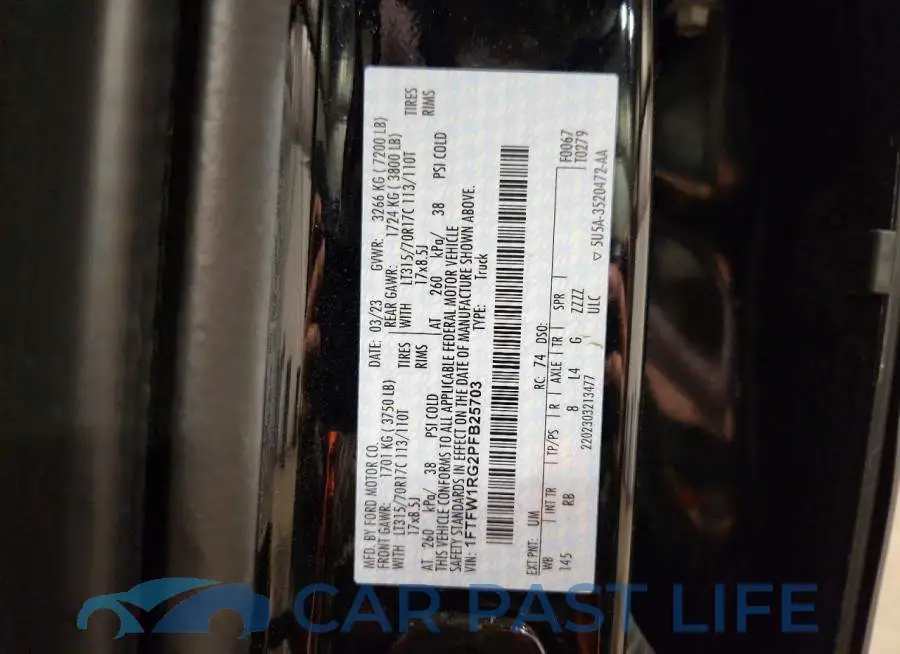 1FTFW1RG2PFB25703# 12