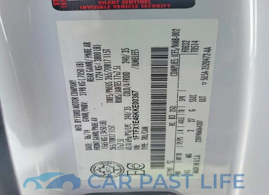 1FTFX1E46KKE00367# 12