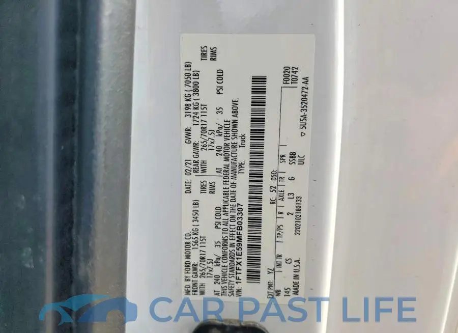1FTFX1E59MFB03307# 12