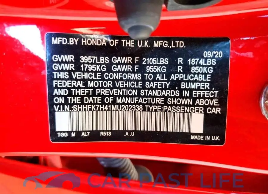 SHHFK7H41MU202338# 12