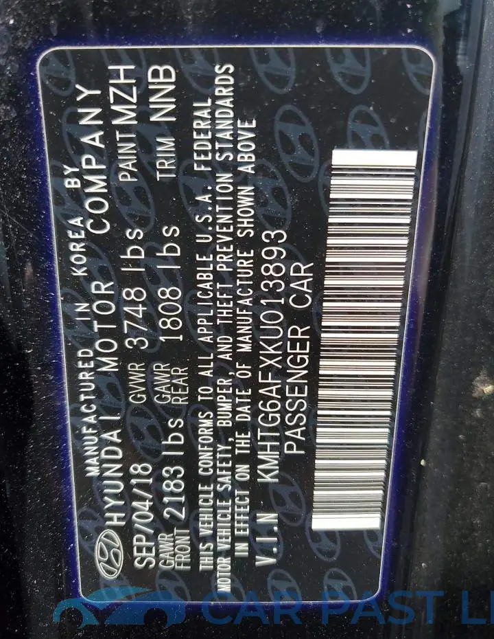 KMHTG6AFXKU013893# 12