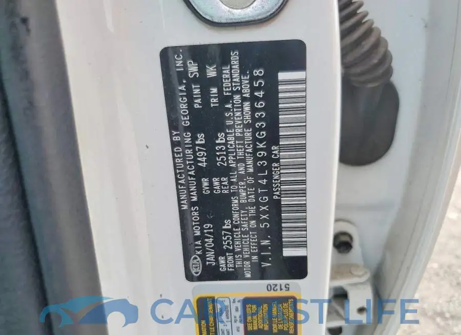 5XXGT4L39KG336458# 12