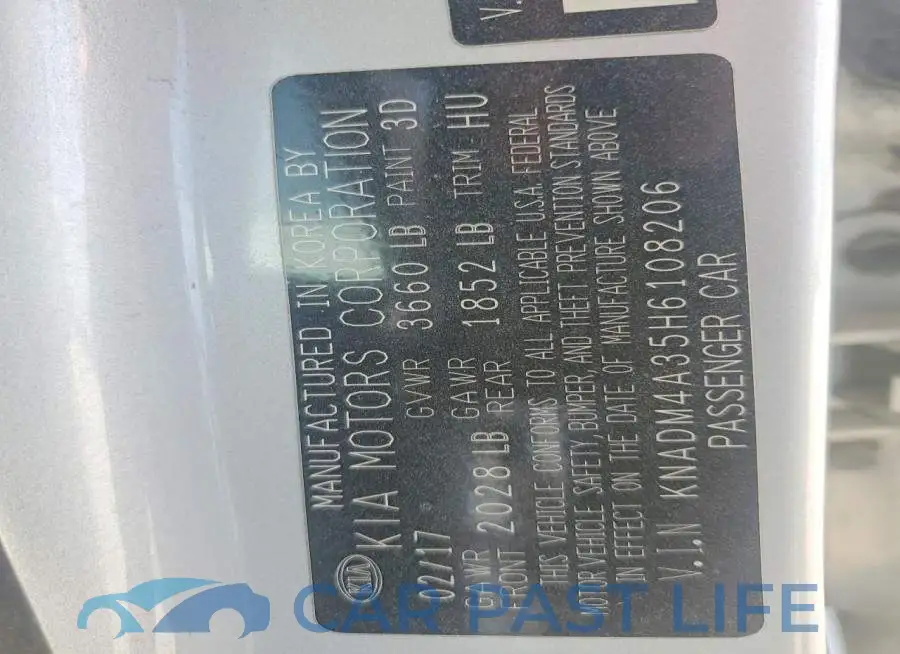 KNADM4A35H6108206# 12