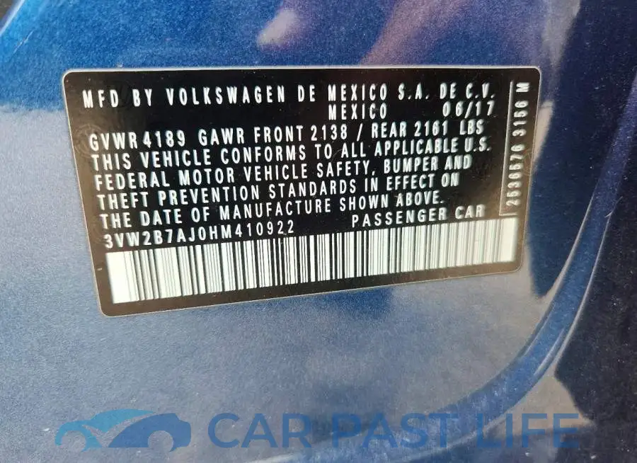 3VW2B7AJ0HM410922# 12