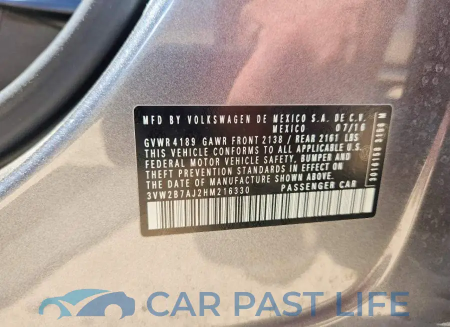 3VW2B7AJ2HM216330# 12