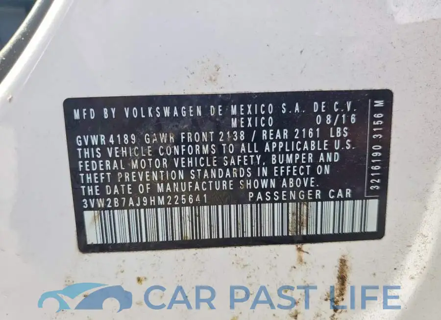 3VW2B7AJ9HM225641# 12