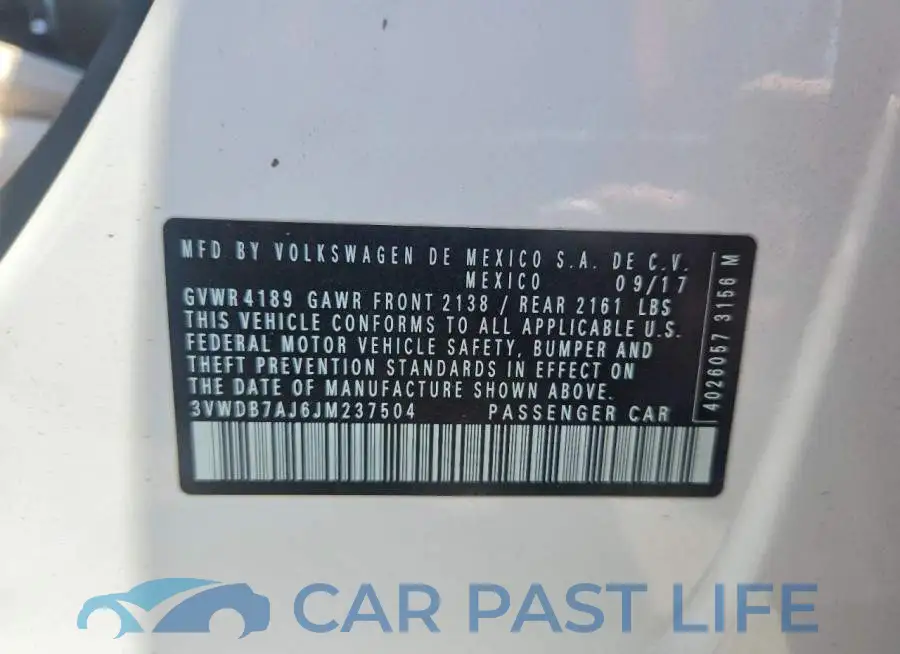 3VWDB7AJ6JM237504# 12