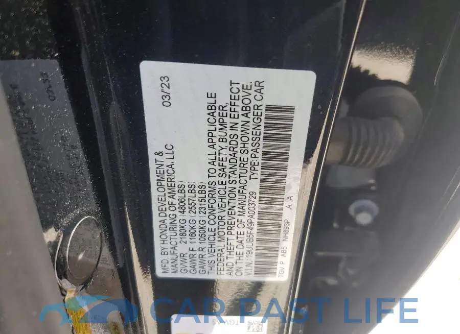 19UUB5F49PA003729# 12