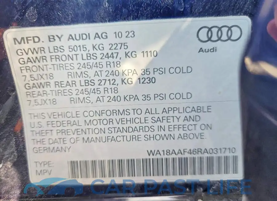 WA18AAF46RA031710# 12