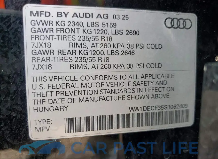 WA1DECF35S1062409# 14