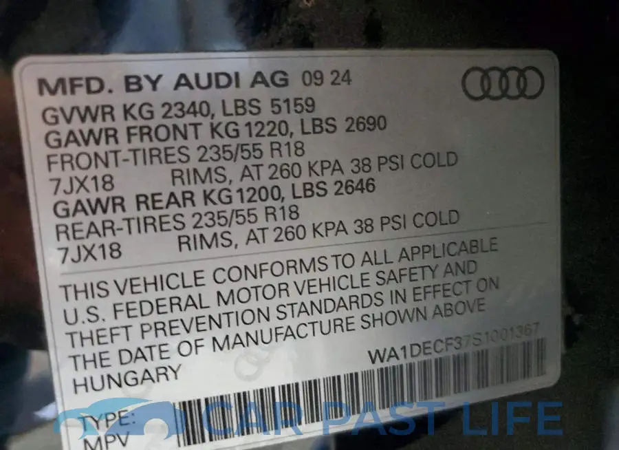 WA1DECF37S1001367# 14