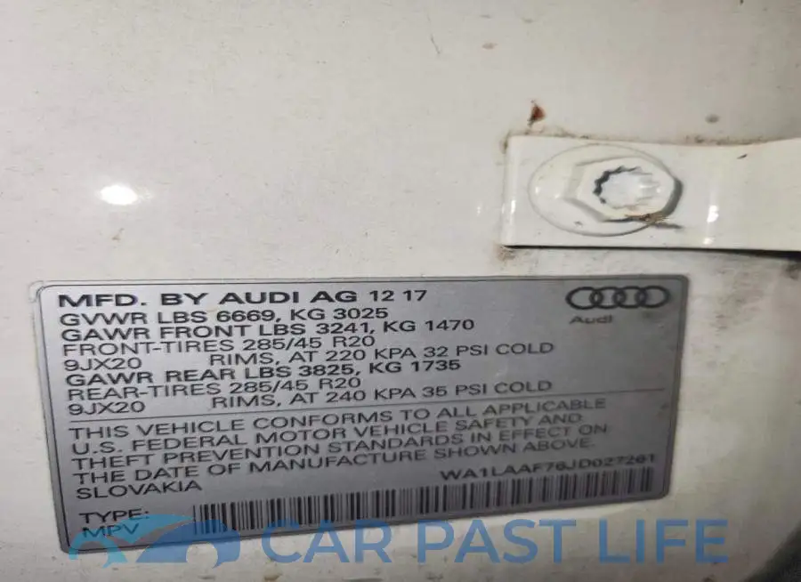 WA1LAAF76JD027261# 13
