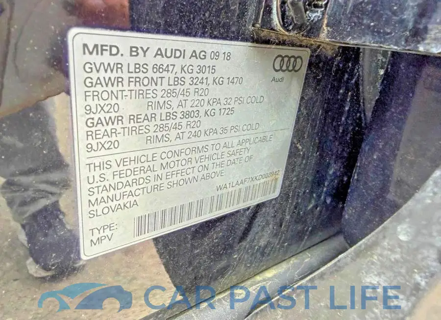 WA1LAAF7XKD008942# 10