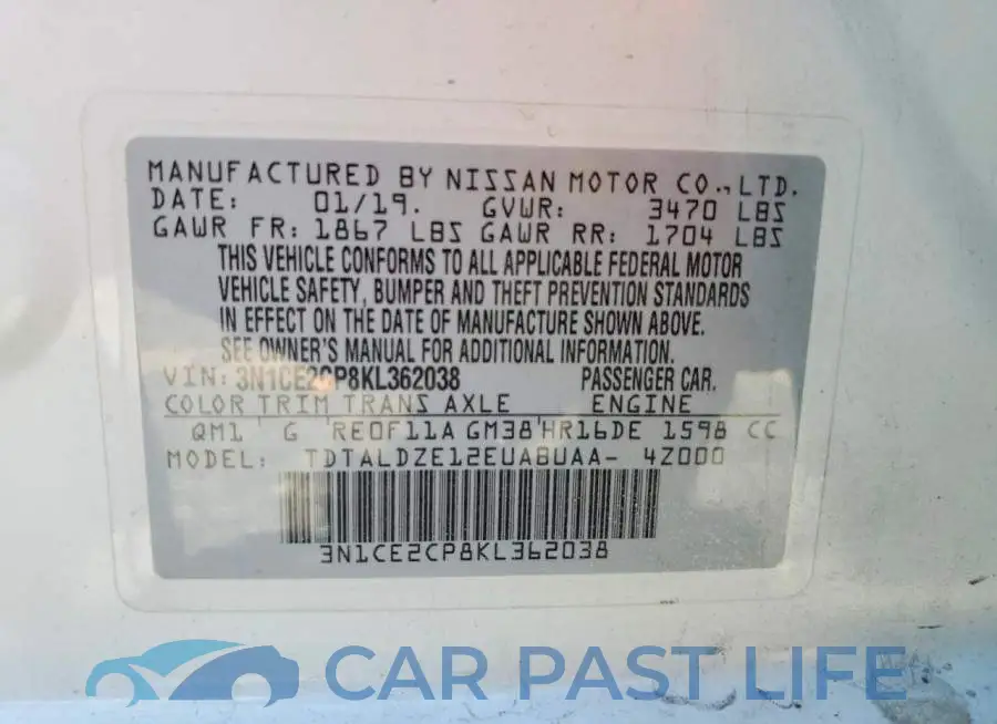 3N1CE2CP8KL362038# 12