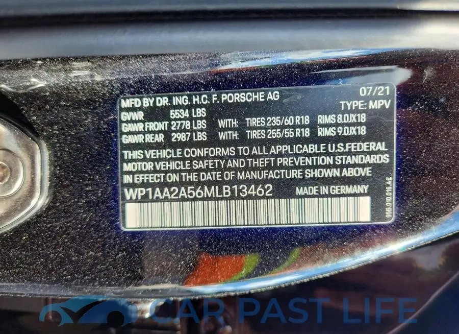 WP1AA2A56MLB13462# 13