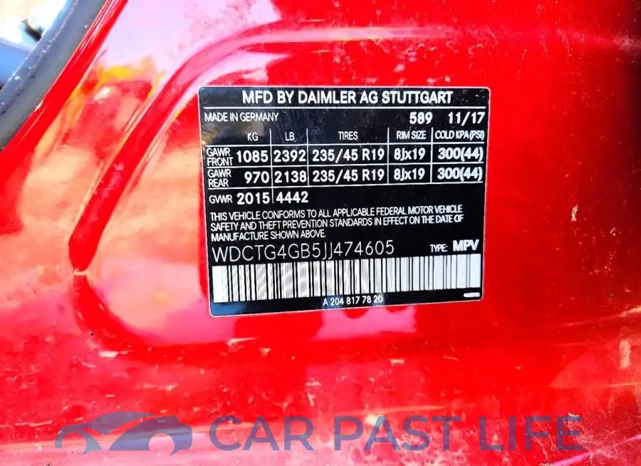 WDCTG4GB5JJ474605# 12