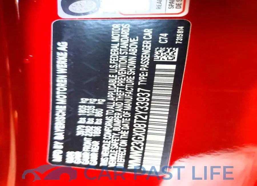 WMW23GX08T2Y33937# 12