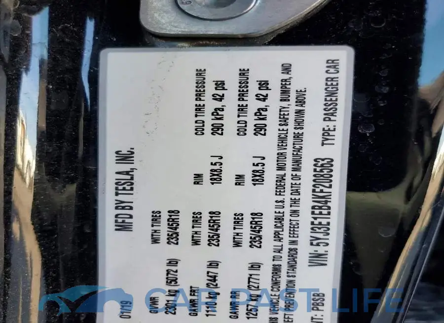 5YJ3E1EB4KF208563# 12