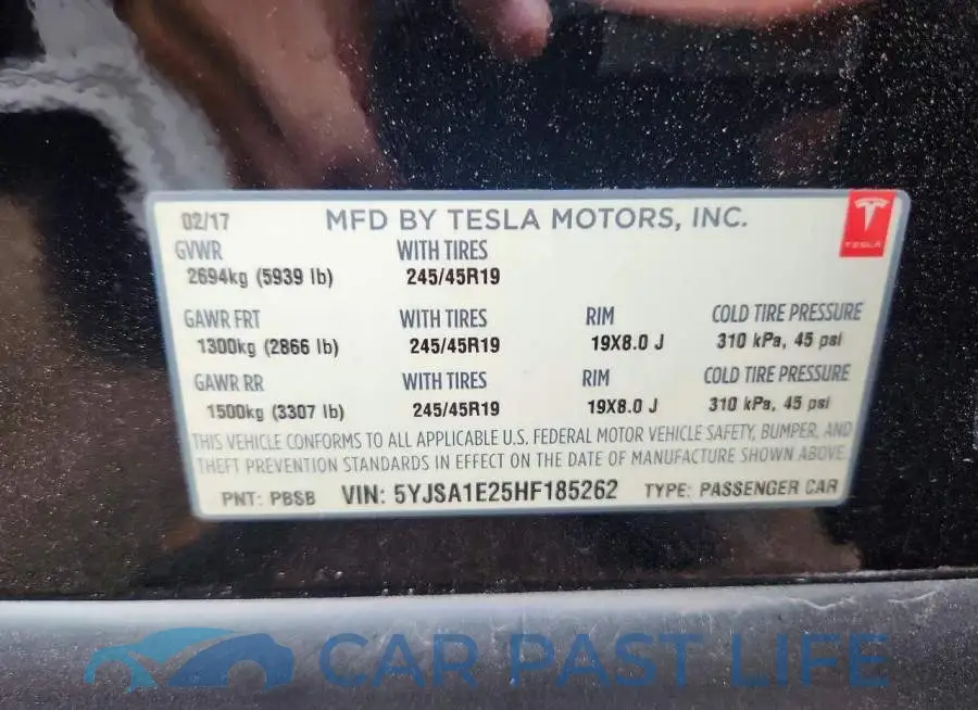 5YJSA1E25HF185262# 12