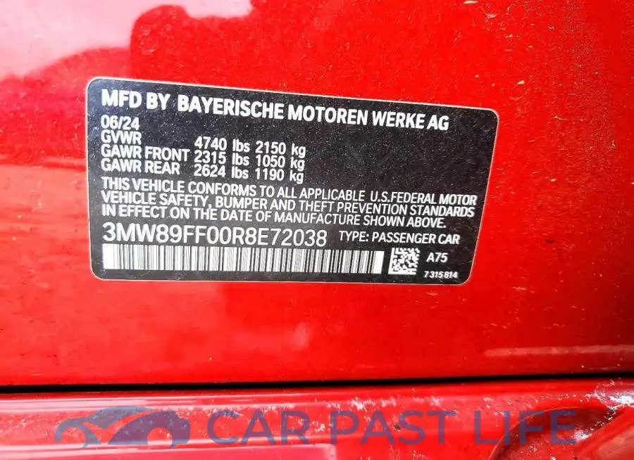 3MW89FF00R8E72038# 12