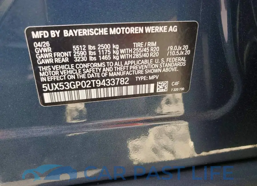 5UX53GP02T9433782# 13