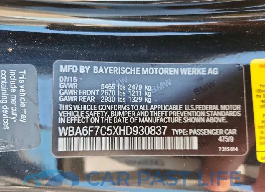 WBA6F7C5XHD930837# 12