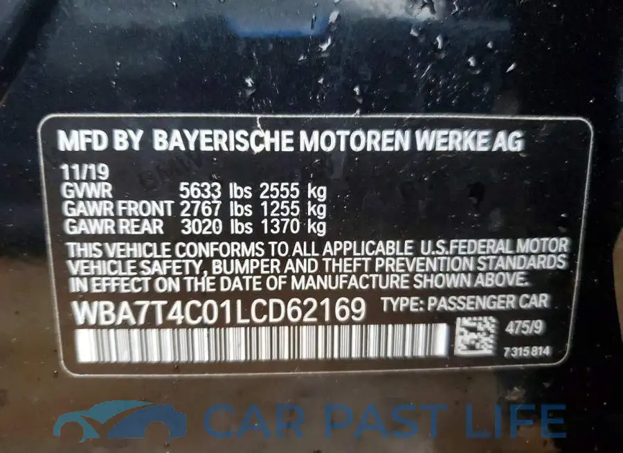 WBA7T4C01LCD62169# 12