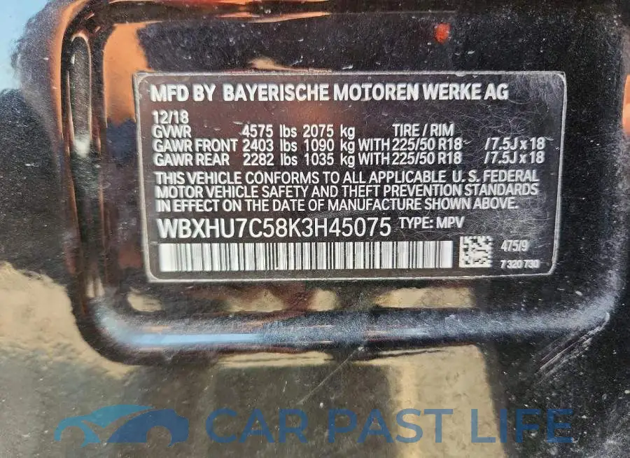 WBXHU7C58K3H45075# 13