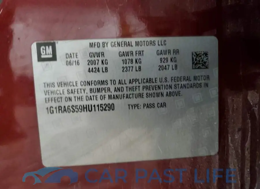 1G1RA6S59HU115290# 13