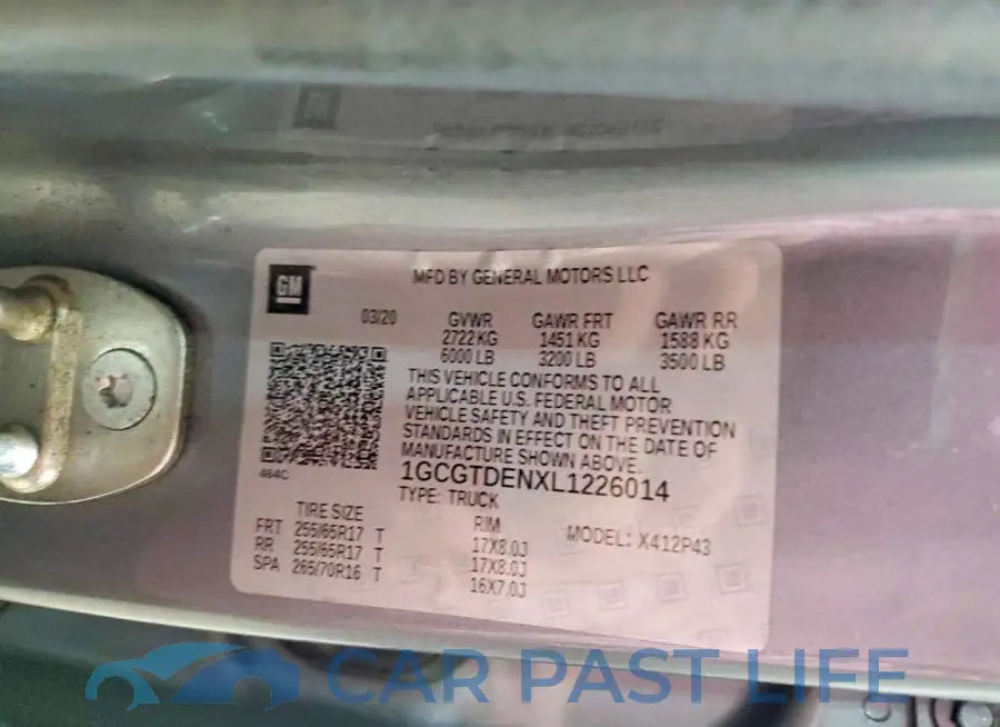 1GCGTDENXL1226014# 12