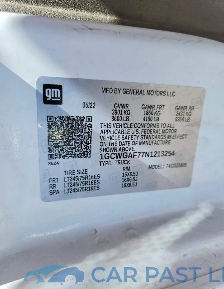 1GCWGAF77N1213254# 14