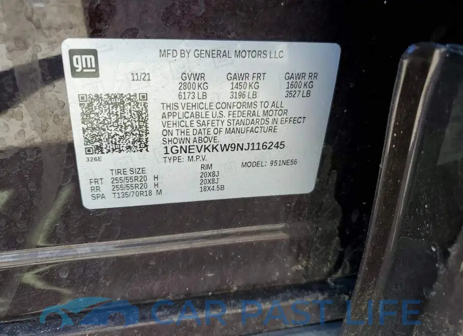 1GNEVKKW9NJ116245# 12