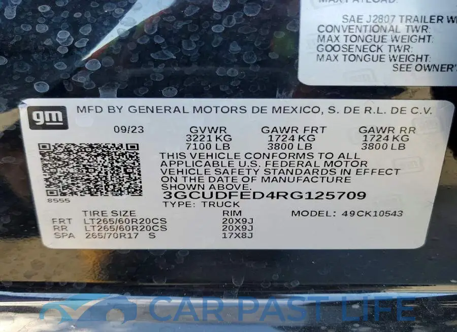 3GCUDFED4RG125709# 12