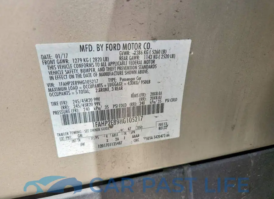 1FAHP2E89HG105217# 12