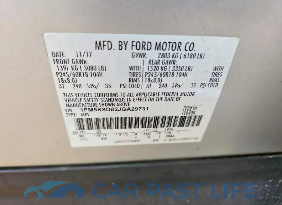 1FM5K8D82JGA29731# 13