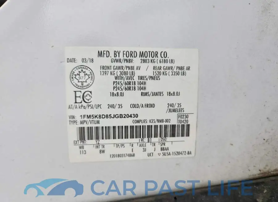 1FM5K8D85JGB20430# 13