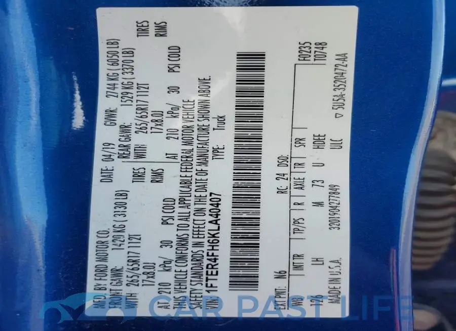 1FTER4FH6KLA40407# 12