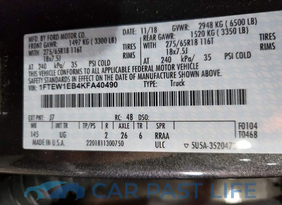 1FTEW1EB4KFA40490# 12
