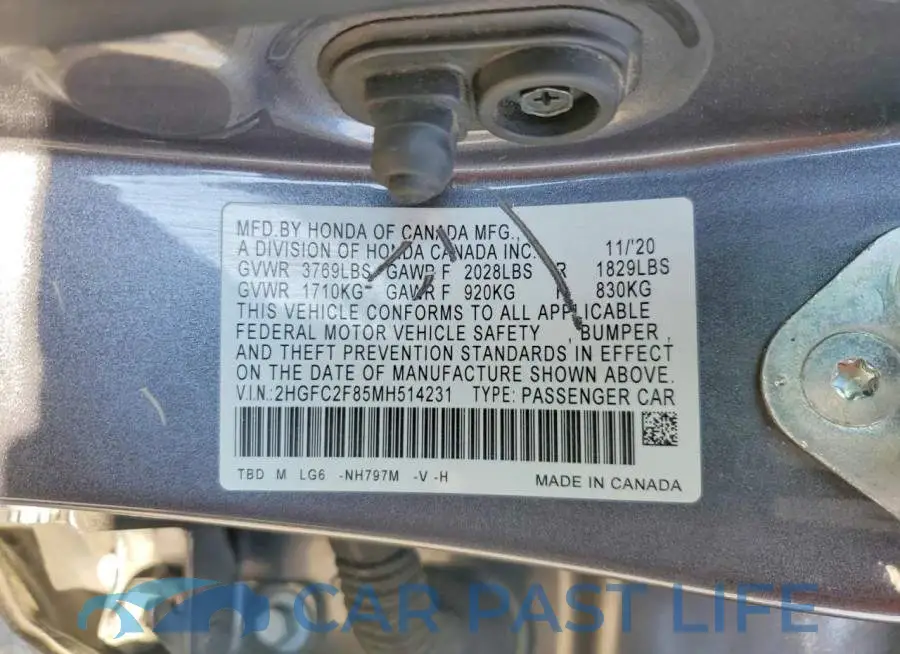 2HGFC2F85MH514231# 12