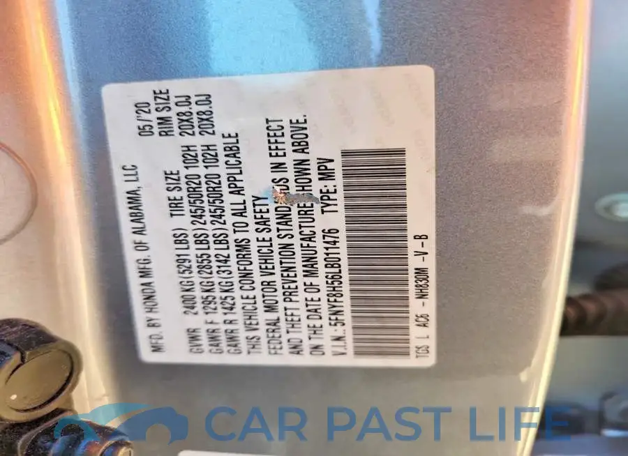 5FNYF8H56LB011476# 14