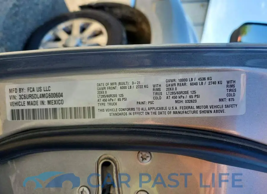 3C6UR5DL4MG600604# 12